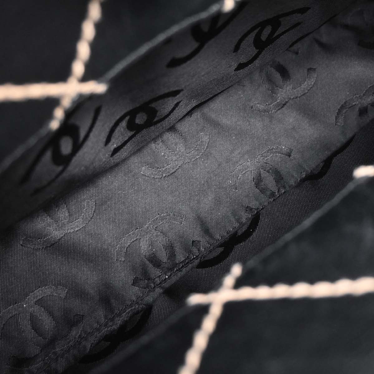 Chanel Surpique Compartment Tote Quilted Leather, BLACK, CALFSKIN, Handbag