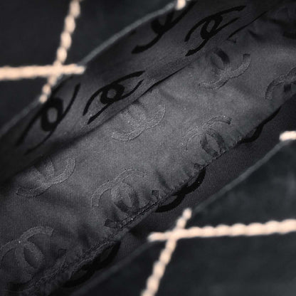 Chanel Surpique Compartment Tote Quilted Leather, BLACK, CALFSKIN, Handbag