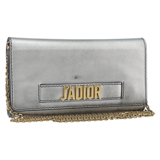 Christian Dior J'Adior Croisiere Chain Wallet Leather, SILVER, LEATHER, Clutche & pouche