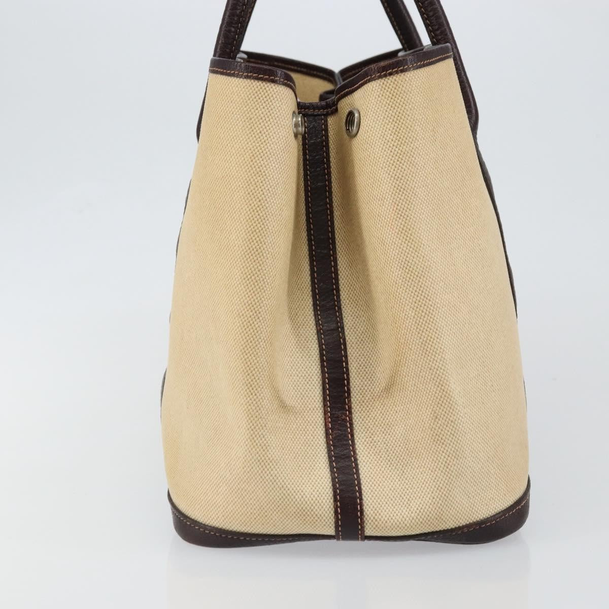 Hermes Garden Party Tote Canvas and Leather, BEIGE, CANVAS, Tote bag