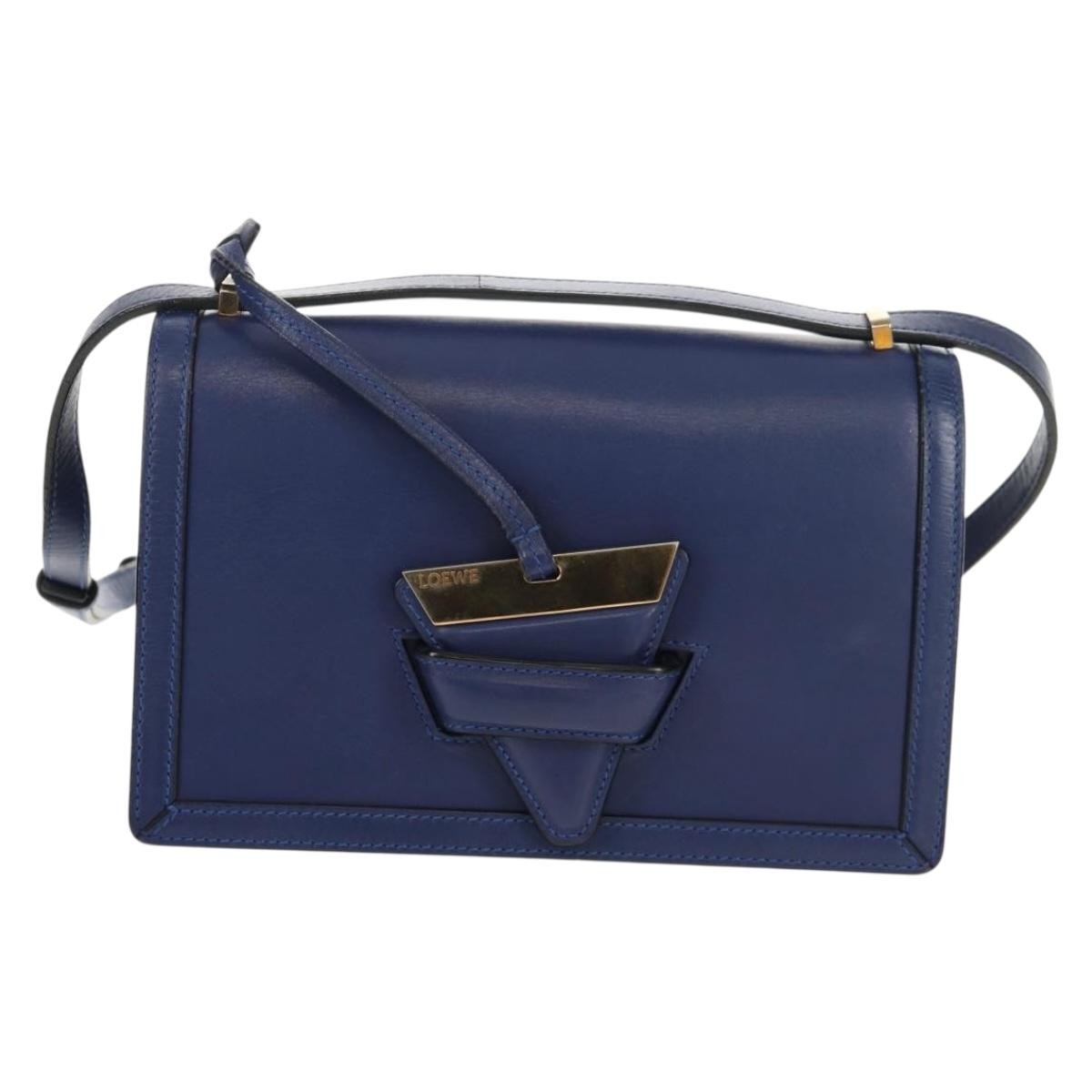 Loewe Barcelona Shoulder Bag Leather, BLUE, LEATHER, Shoulder bag