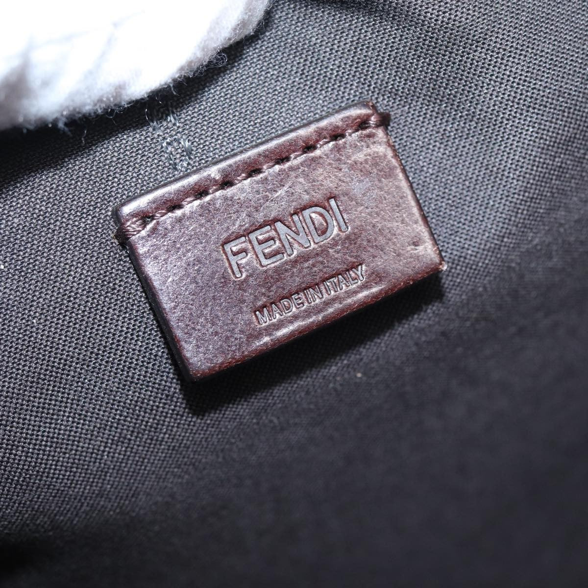 Fendi Mania Logo Zip Pouch Inlaid Leather, BEIGE, LEATHER, Clutche & pouche