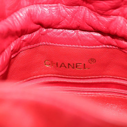 Chanel Drawstring Bucket Bag Lambskin, RED, LEATHER, Crossbody bag