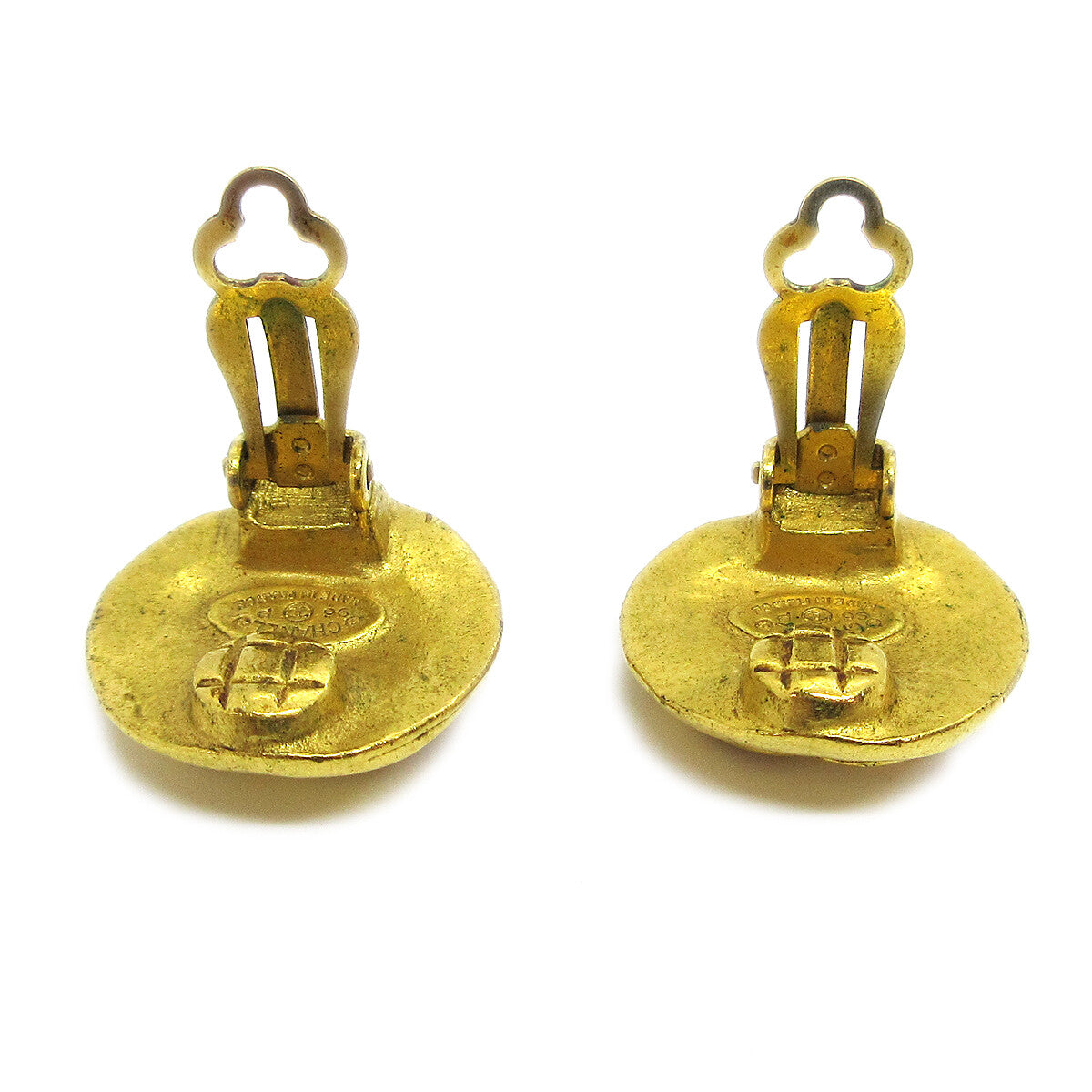 Chanel Vintage CC Round Clip-On Earrings Metal, GOLD, GOLD_PLATED, Earrings