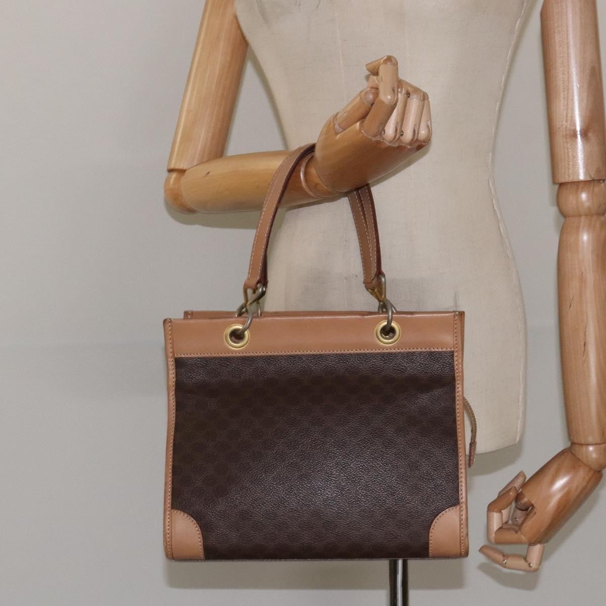 Celine Vintage Macadam Handbag Canvas and Leather, Brown, Canvas, Handbag