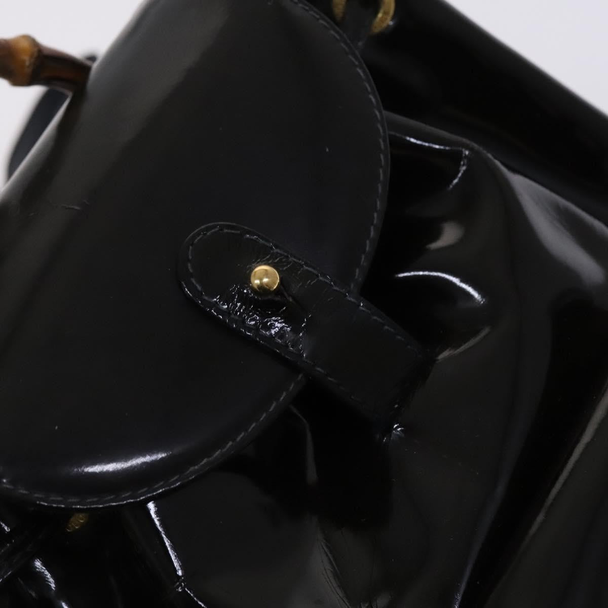 Gucci Vintage Bamboo Backpack Patent, Black, Patent Leather, Backpack