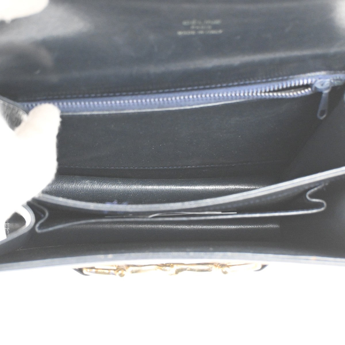 Celine Horse Carriage Shoulder bag Canvas and Leather, Navy, Canvas, Shoulder Bag