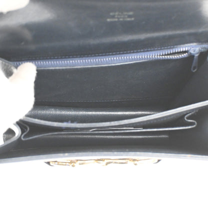 Celine Horse Carriage Shoulder bag Canvas and Leather, Navy, Canvas, Shoulder Bag