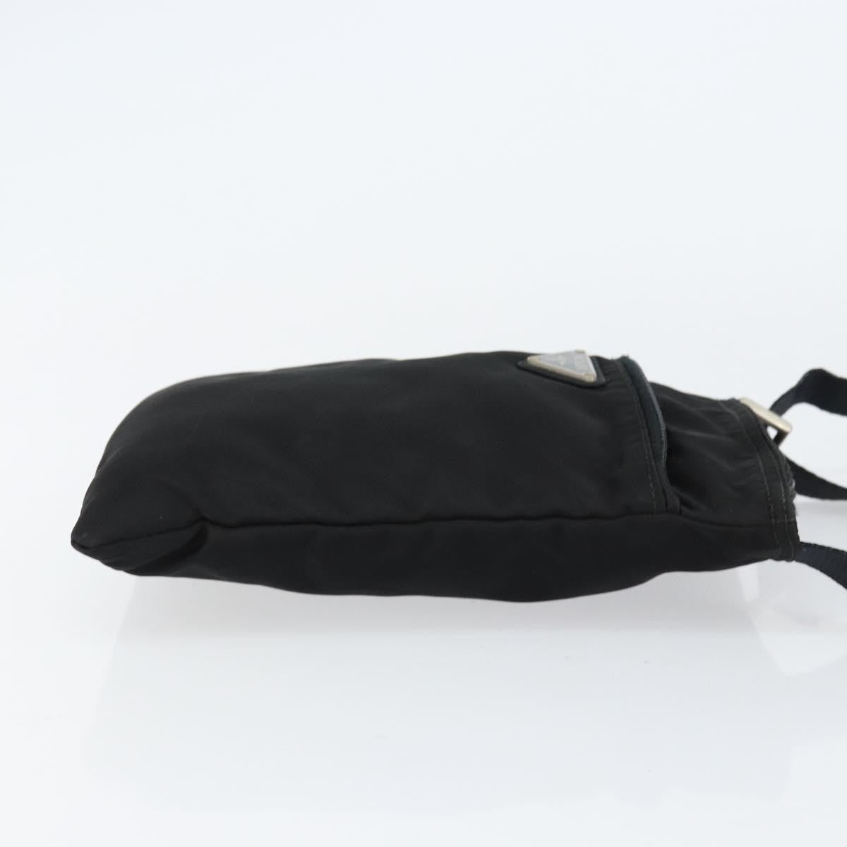 Prada Front Zip Convertible Flat Messenger Tessuto with Leather, BLACK, NYLON, Shoulder bag