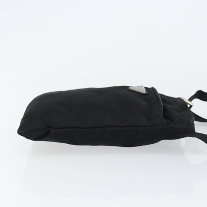 Prada Front Zip Convertible Flat Messenger Tessuto with Leather, BLACK, NYLON, Shoulder bag