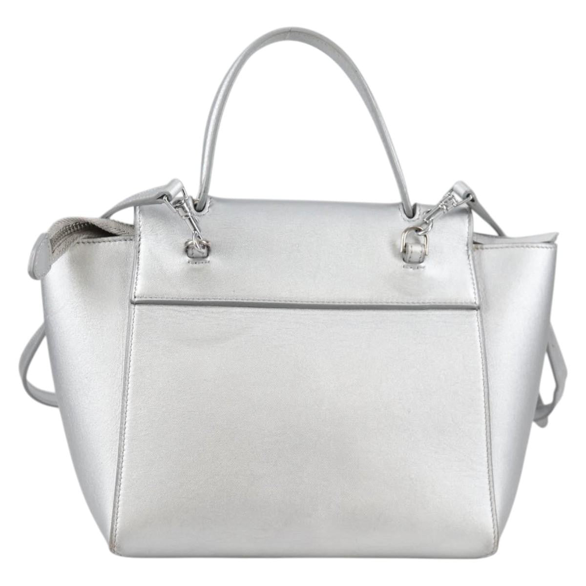 Celine Belt Bag Textured Leather, SILVER, LEATHER, Shoulder bag