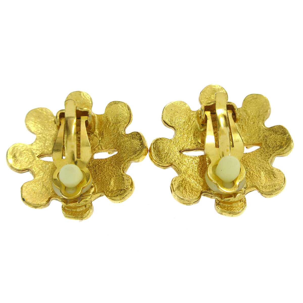 Chanel Vintage Flower Clip-On Earrings Metal, GOLD, GOLD_PLATED, Earrings