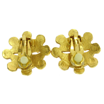 Chanel Vintage Flower Clip-On Earrings Metal, GOLD, GOLD_PLATED, Earrings