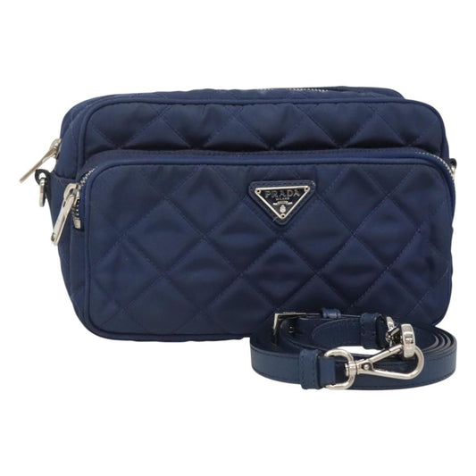 Prada Front Pocket Camera Bag Quilted Tessuto, BLUE, NYLON, Shoulder bag