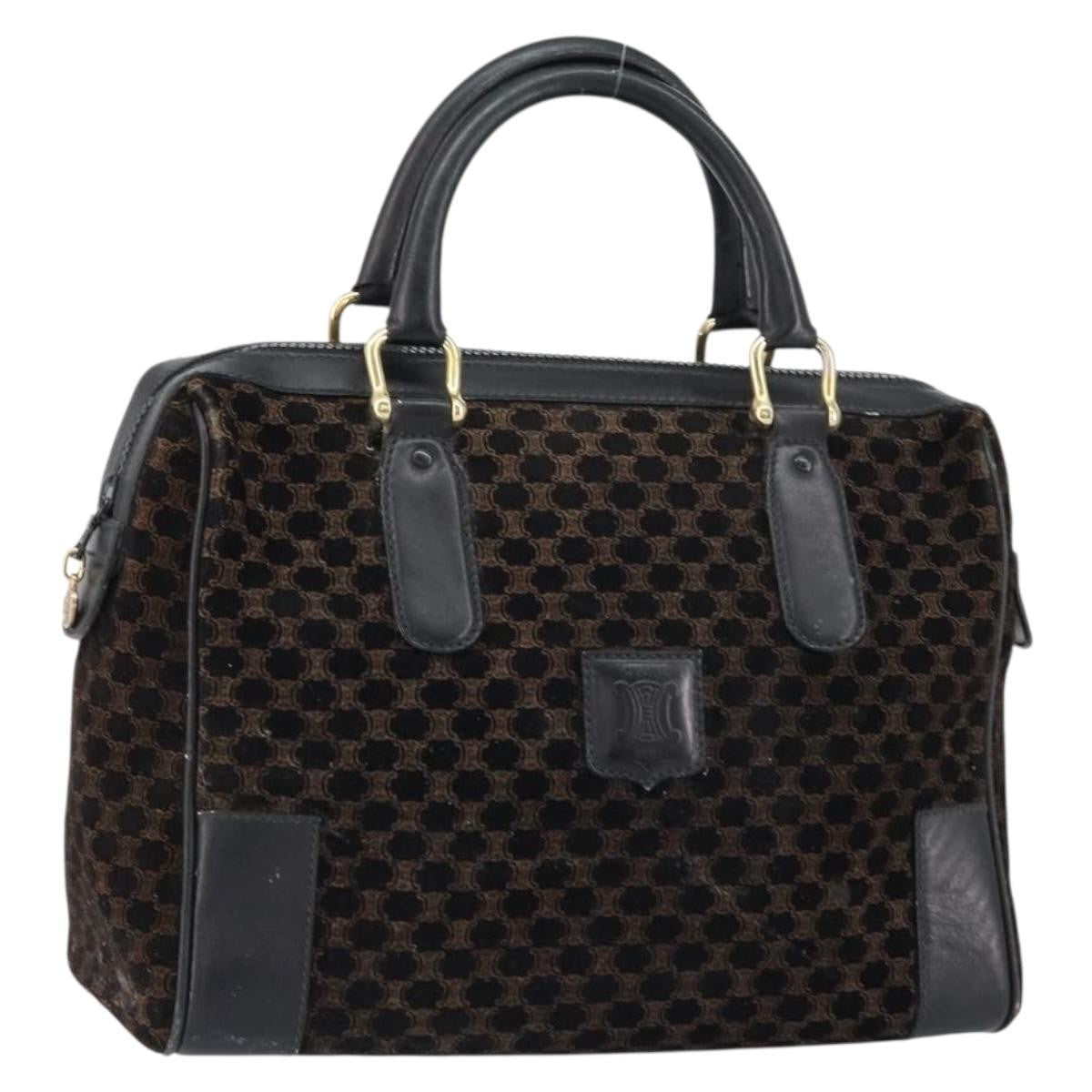 Celine Vintage Macadam Handbag C Macadam Suede, BLACK, SUEDE, Handbag