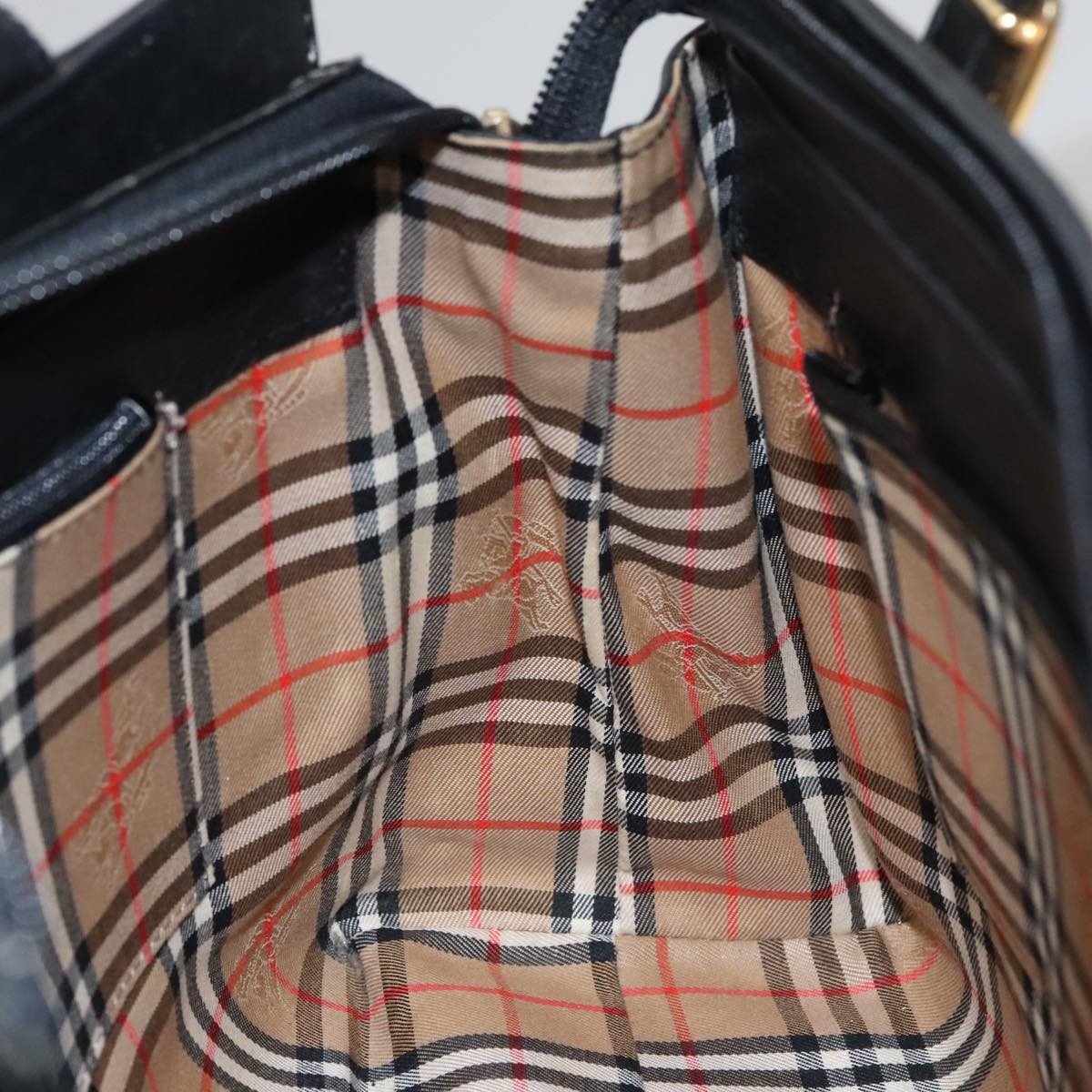 Burberry Vintage Handbag Leather, BLACK, LEATHER, Handbag