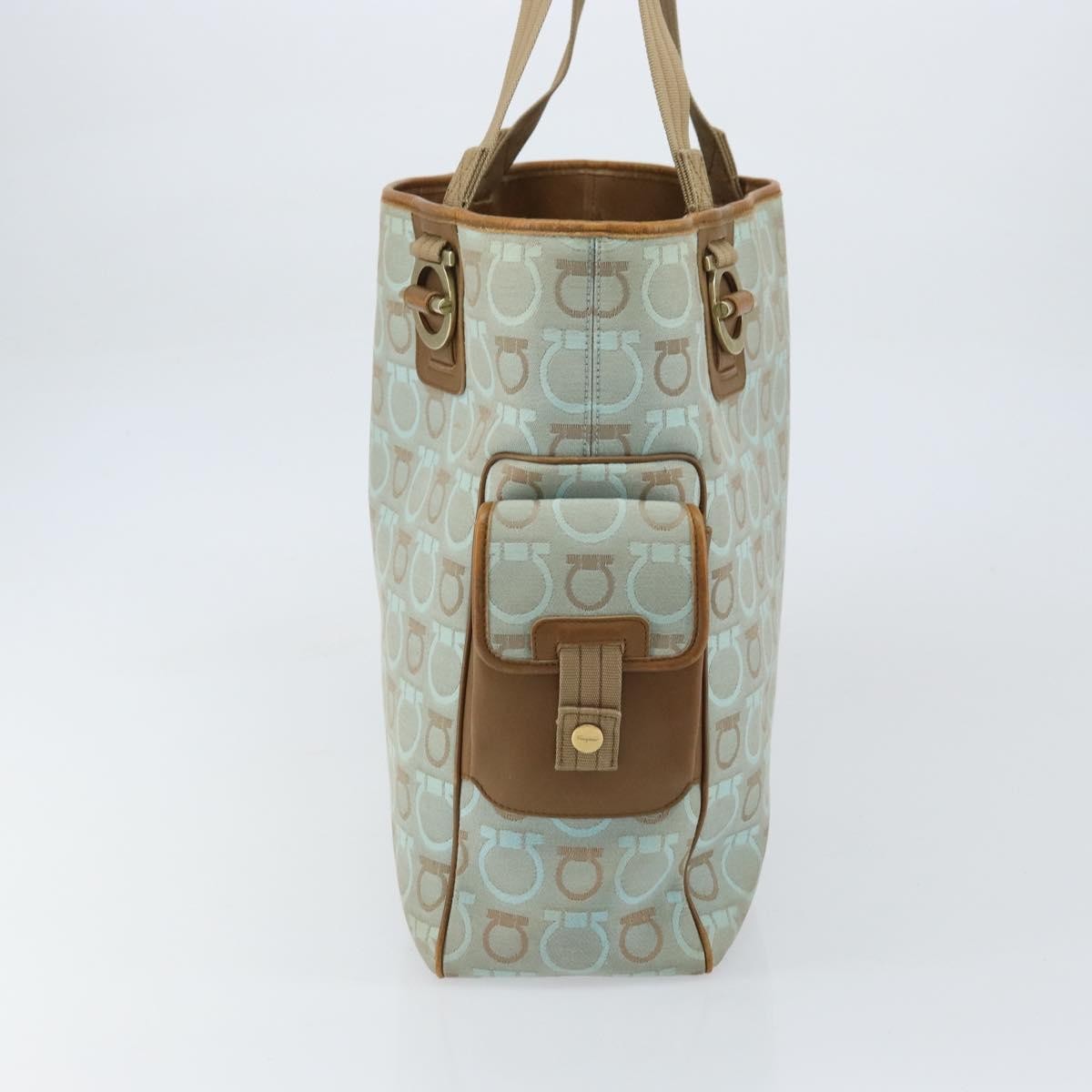Salvatore Ferragamo Gancini Tote Gancini Canvas, BLUE, CANVAS, Tote bag