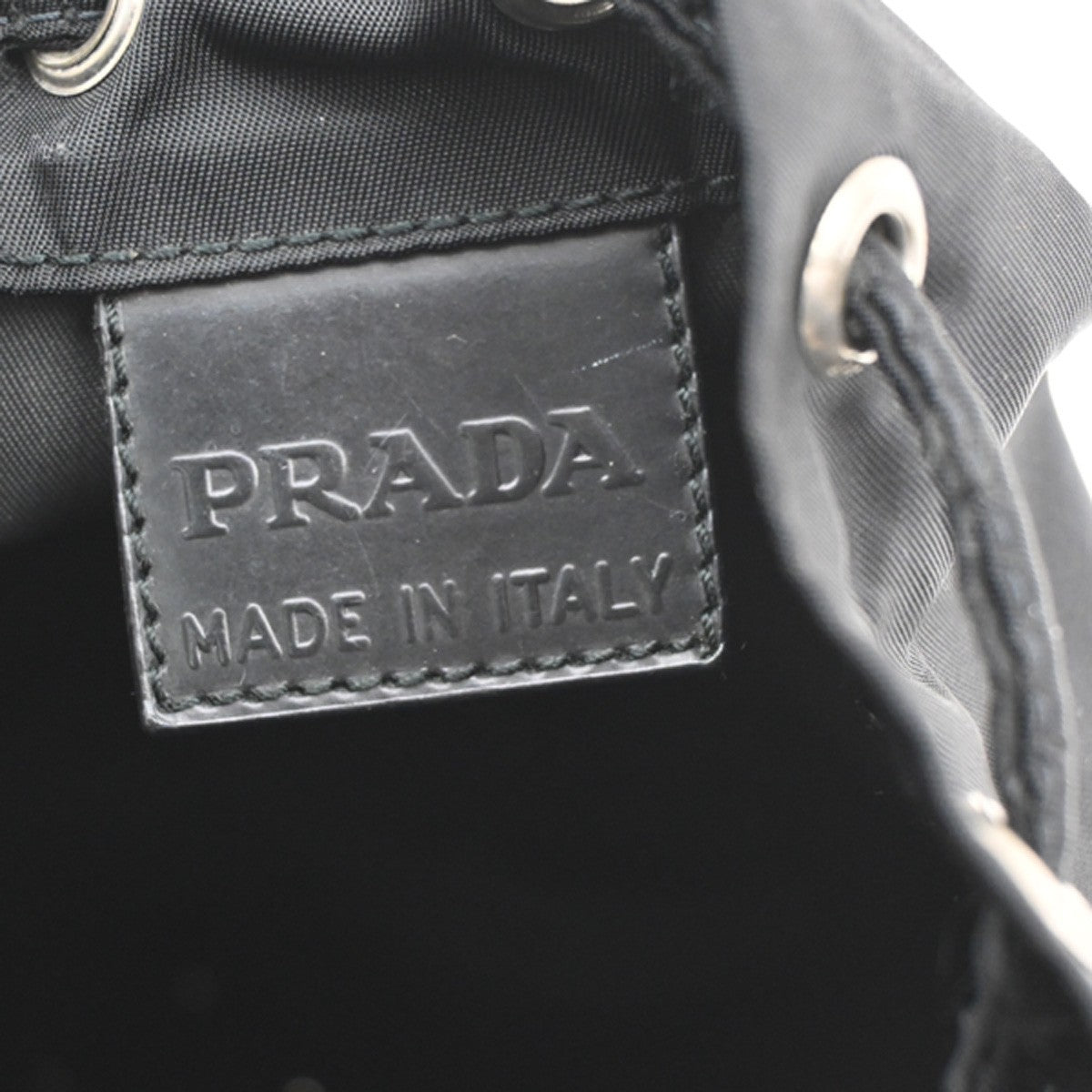 Prada Drawstring Wristlet Bucket Bag Tessuto, BLACK, NYLON, Handbag