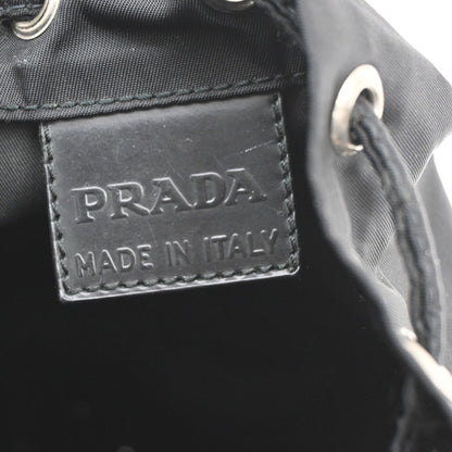 Prada Drawstring Wristlet Bucket Bag Tessuto, BLACK, NYLON, Handbag