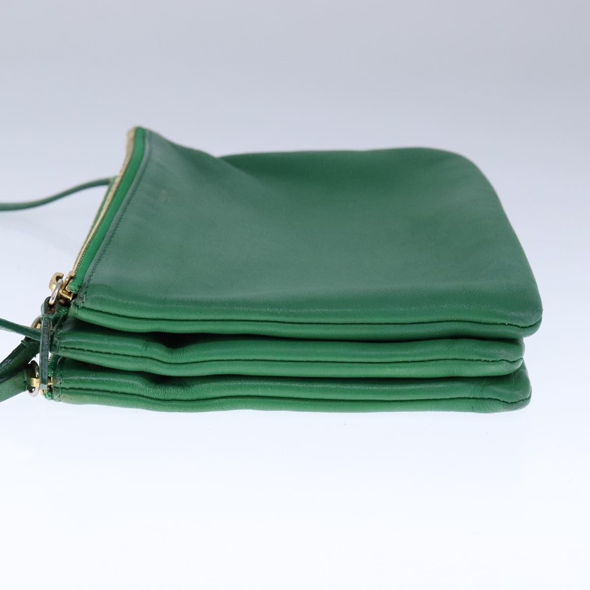 Celine Trio Crossbody Bag Leather, GREEN, LEATHER, Crossbody bag