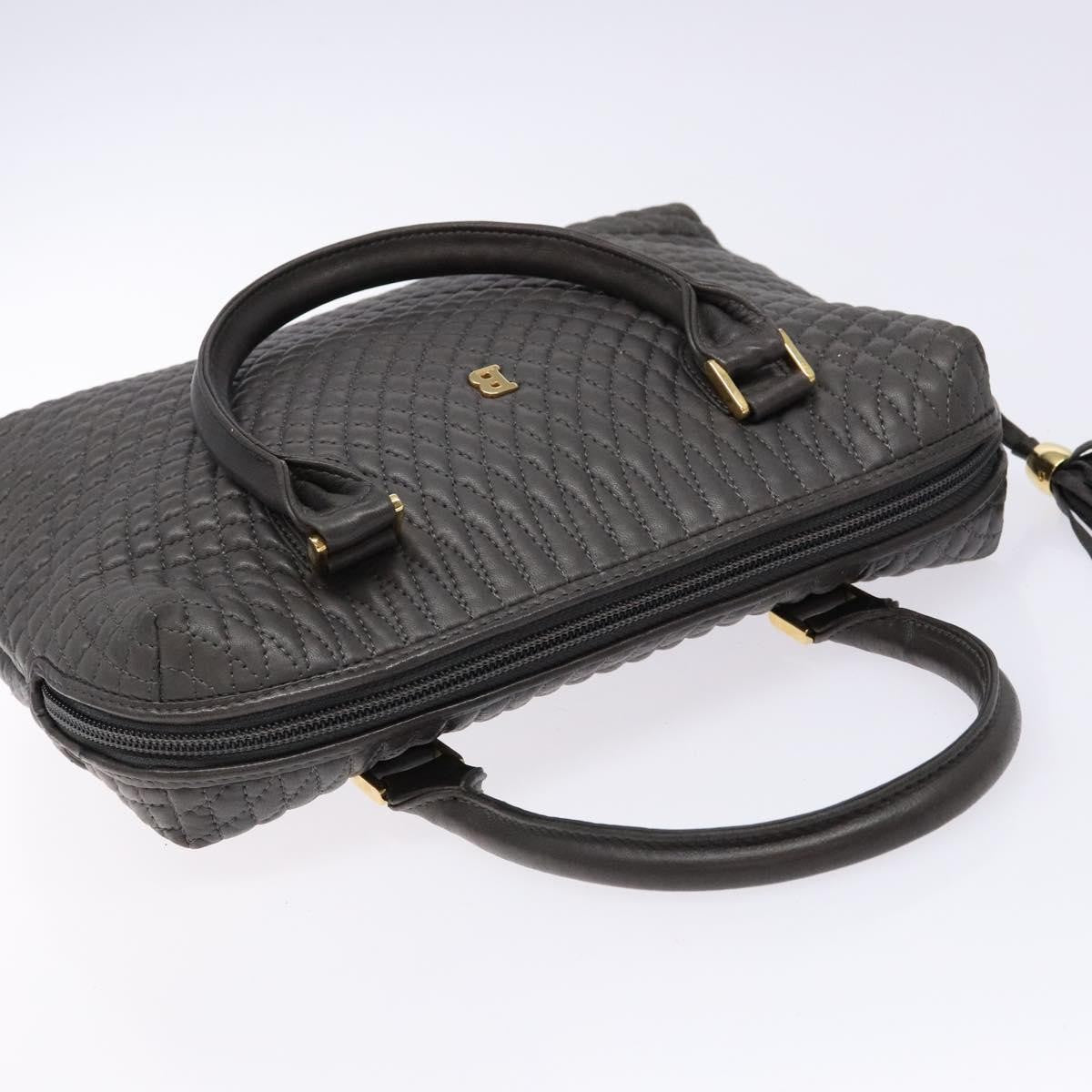 Bally Vintage Handbag Quilted Leather, GRAY, LEATHER, Handbag