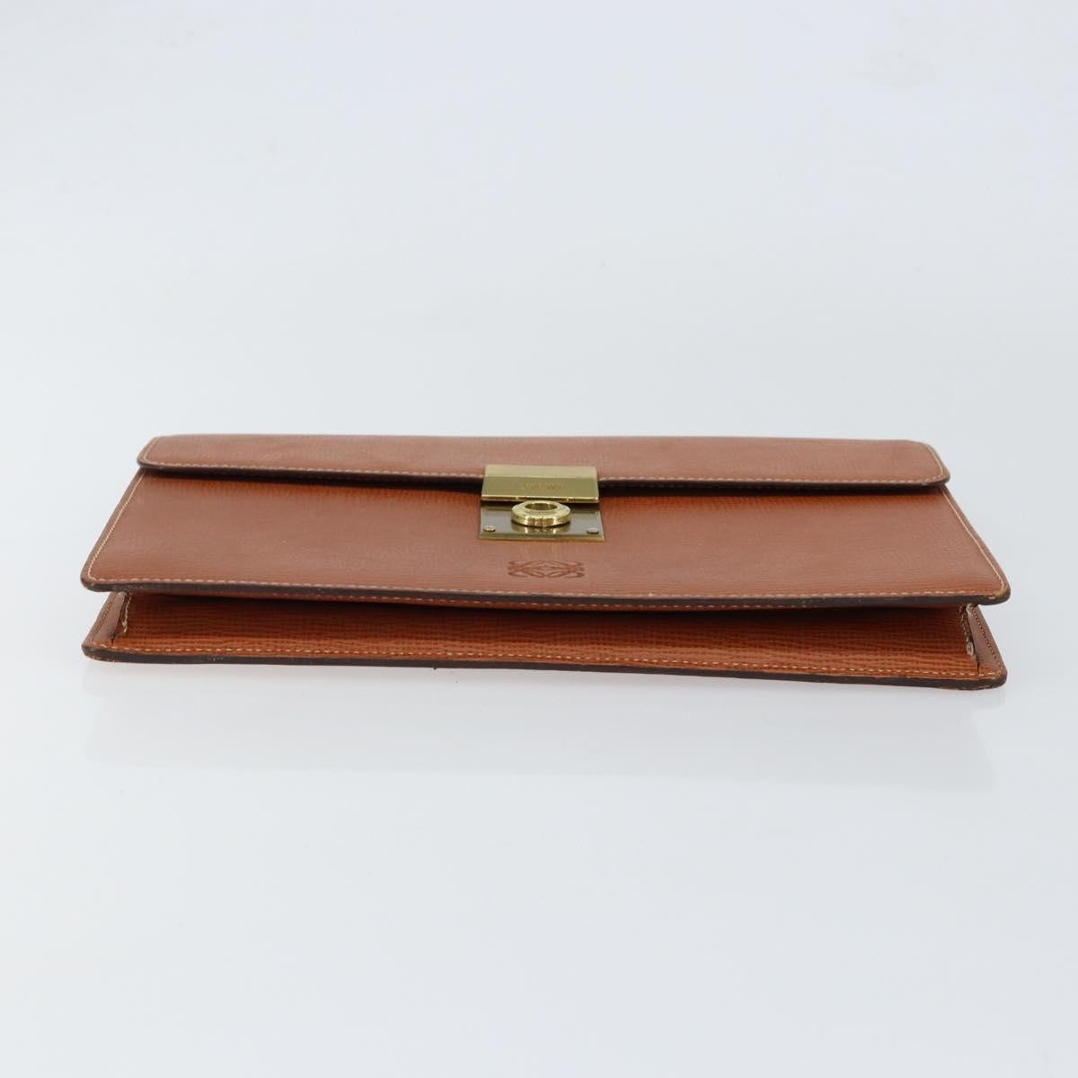 Loewe Anagram Clutch Bag Leather, BROWN, LEATHER, Clutche & pouche