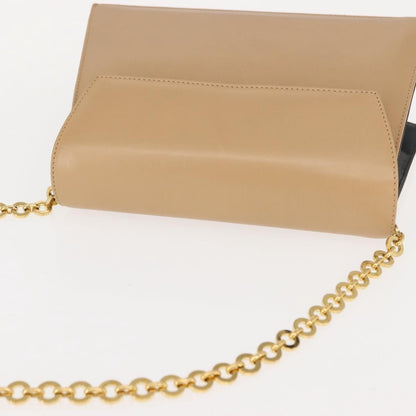 Salvatore Ferragamo Chain Flap Shoulder Bag Leather, BEIGE, LEATHER, Shoulder bag