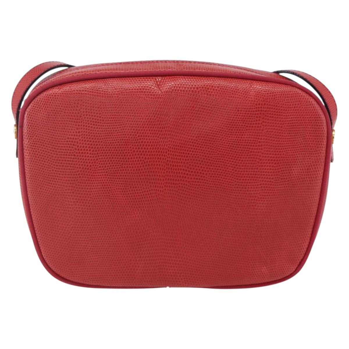 Salvatore Ferragamo Vala Shoulder Bag Embossed Leather, RED, LEATHER, Shoulder bag