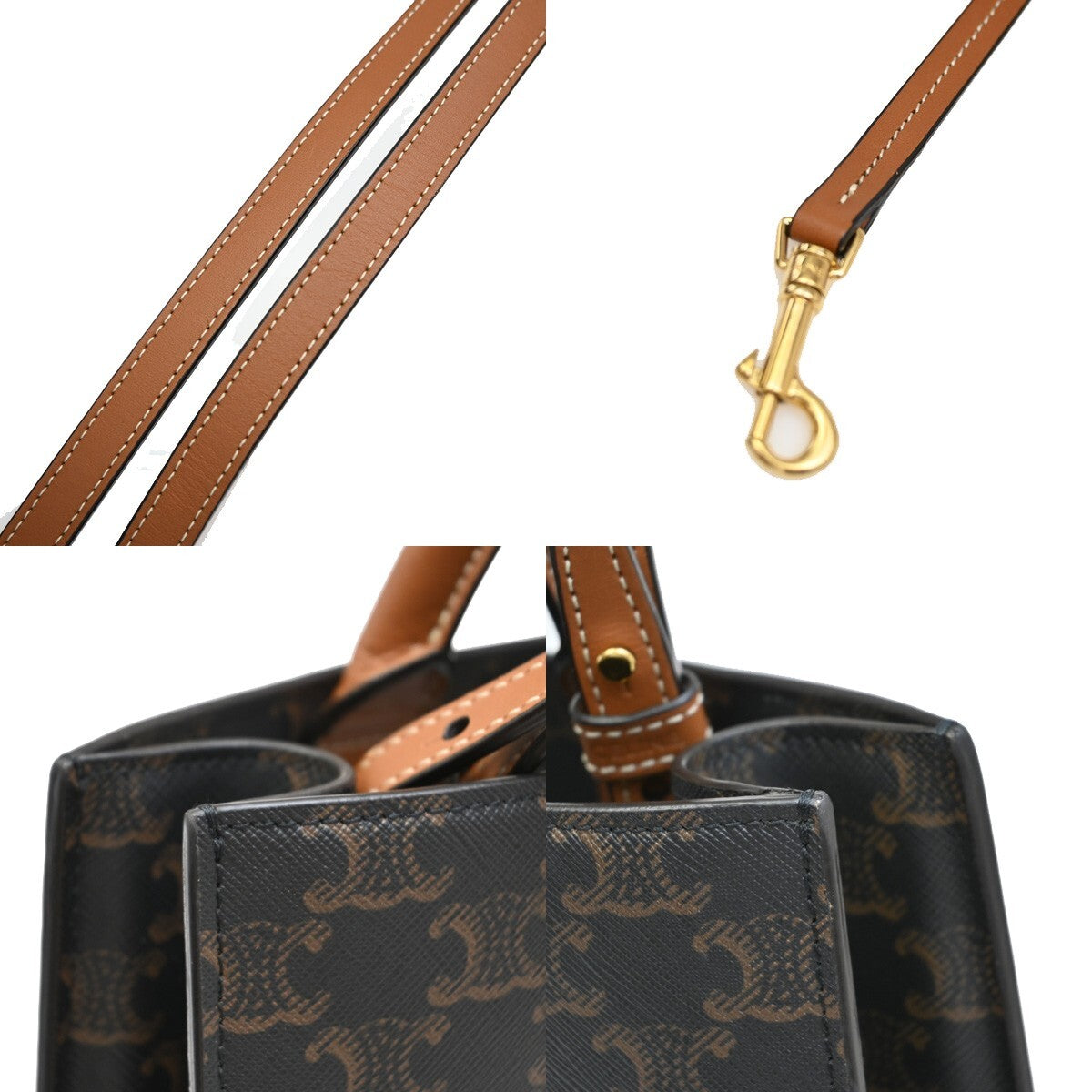 Celine Vertical Cabas Tote Triomphe Coated Canvas, BROWN, CANVAS, Tote bag