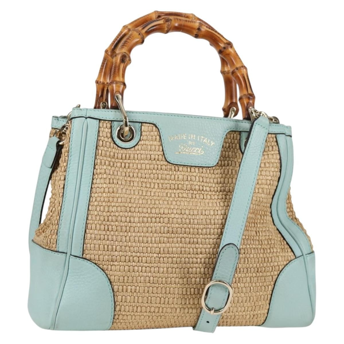 Gucci Bamboo Shopper Tote Straw, BEIGE, WICKER, Tote bag