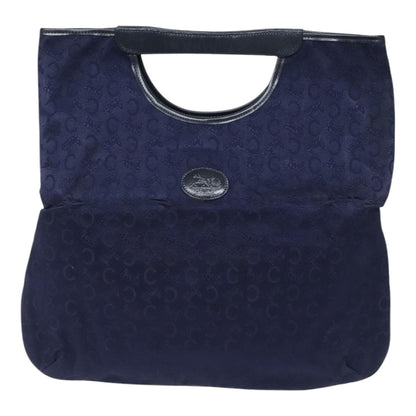 Celine Sulky Vertical Cabas Tote Canvas with Leather, NAVY, CANVAS, Tote bag