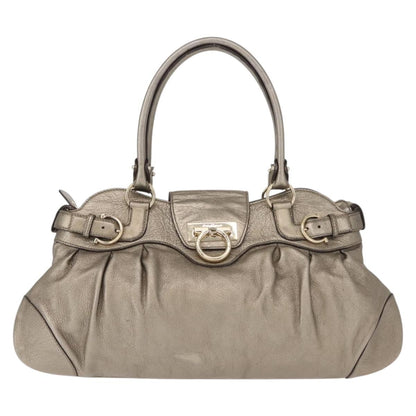 Salvatore Ferragamo Gancini Tote Leather, GOLD, LEATHER, Tote bag