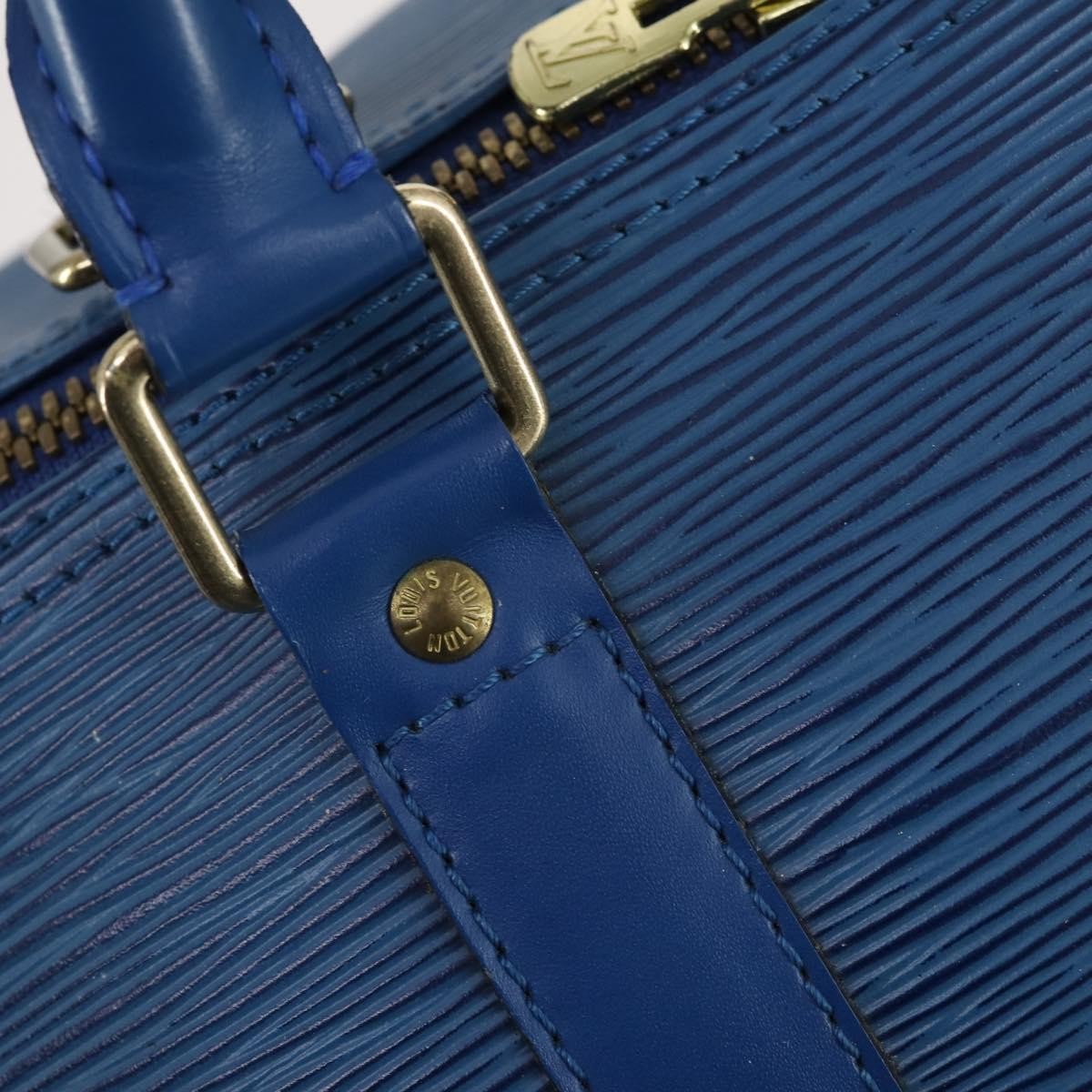Louis Vuitton Keepall Bag Epi Leather, BLUE, LEATHER, Travel bag