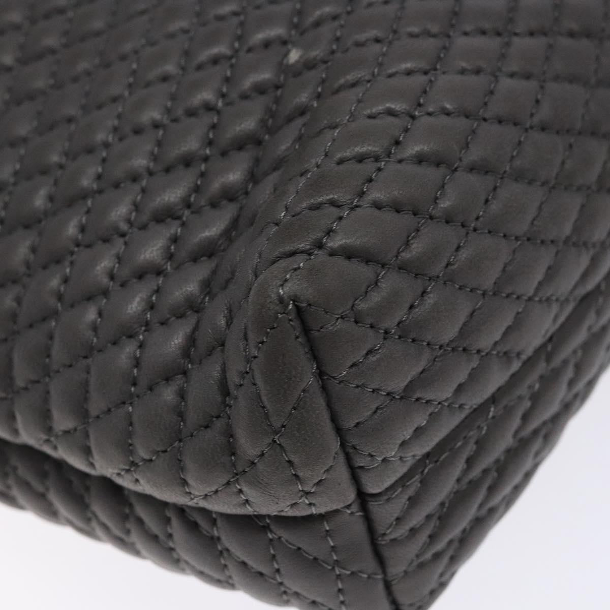 Bally Vintage Handbag Quilted Leather, GRAY, LEATHER, Handbag