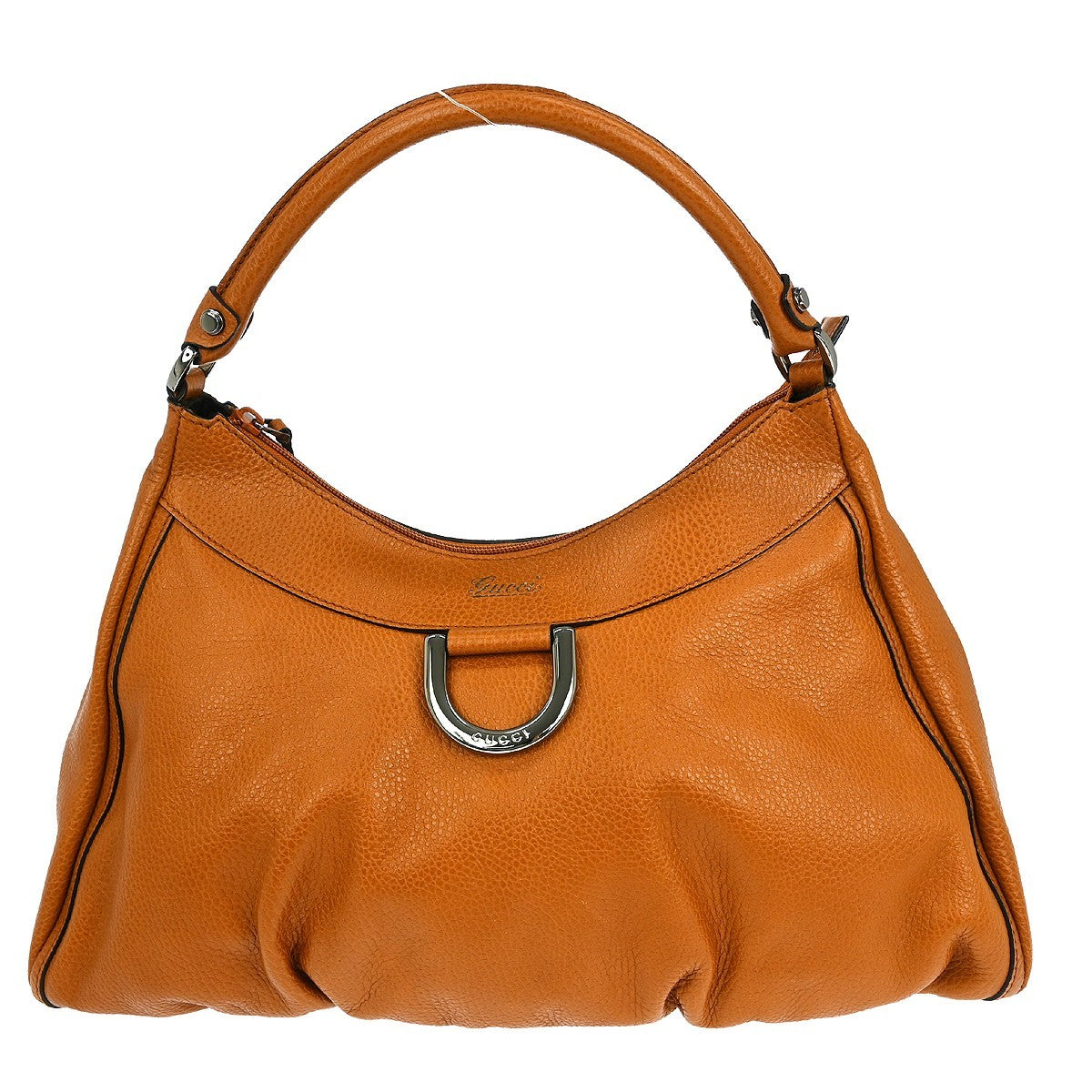 Gucci D Ring Hobo Leather, BROWN, LEATHER, Handbag