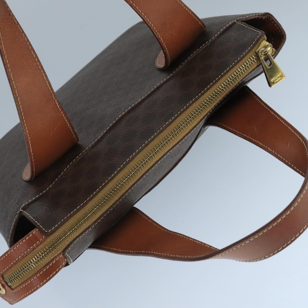 Celine Macadam Handbag Macadam with leather, BROWN, CANVAS, Handbag