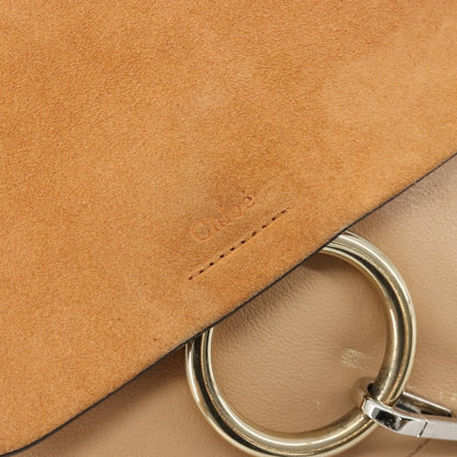 Chloe Faye Backpack Suede with Applique, Beige, Leather, Backpack