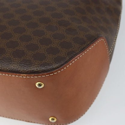 Celine Vintage Macadam Handbag Canvas, BROWN, PVC, Handbag