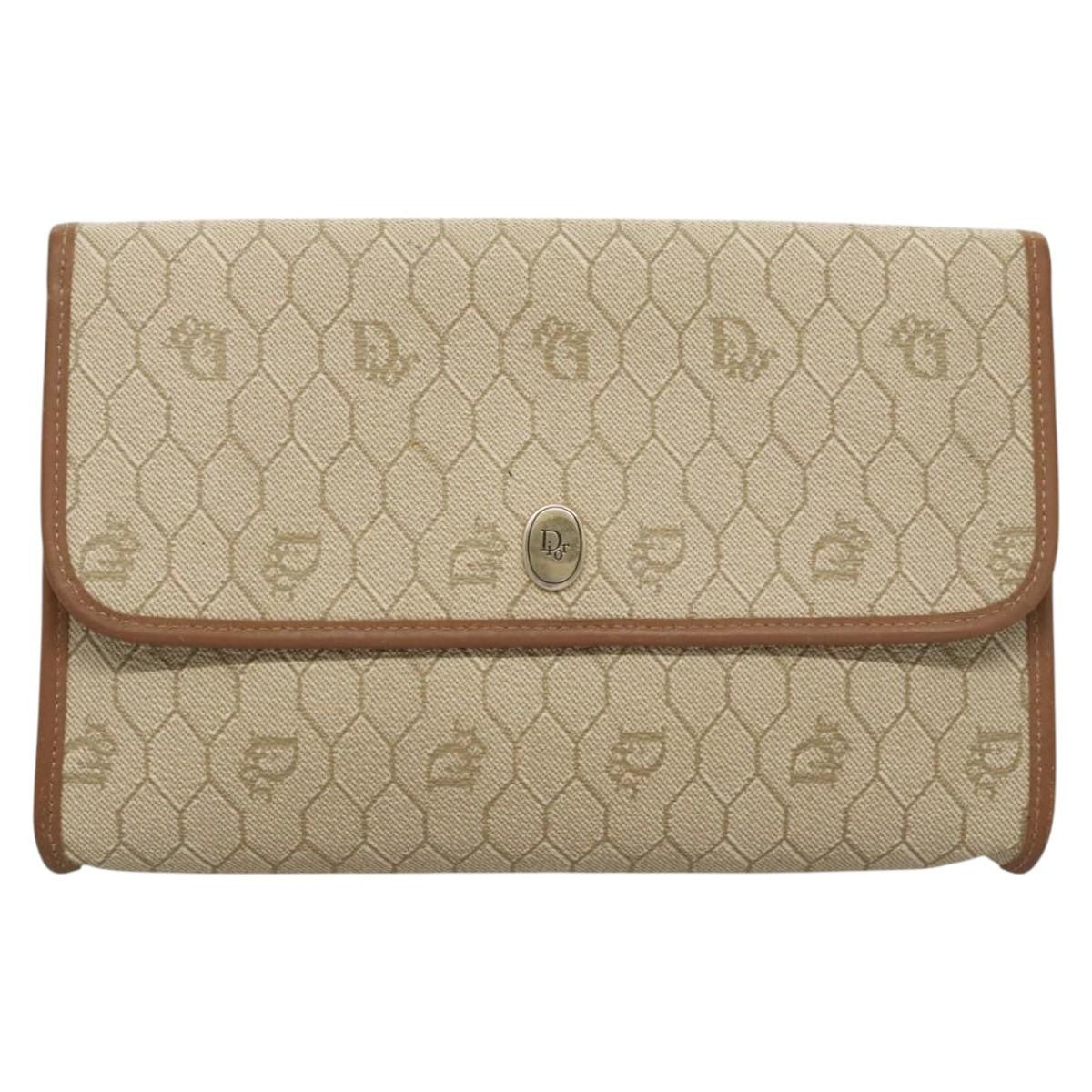 Christian Dior Vintage Honeycomb chain Canvas, BEIGE, CANVAS, Shoulder bag