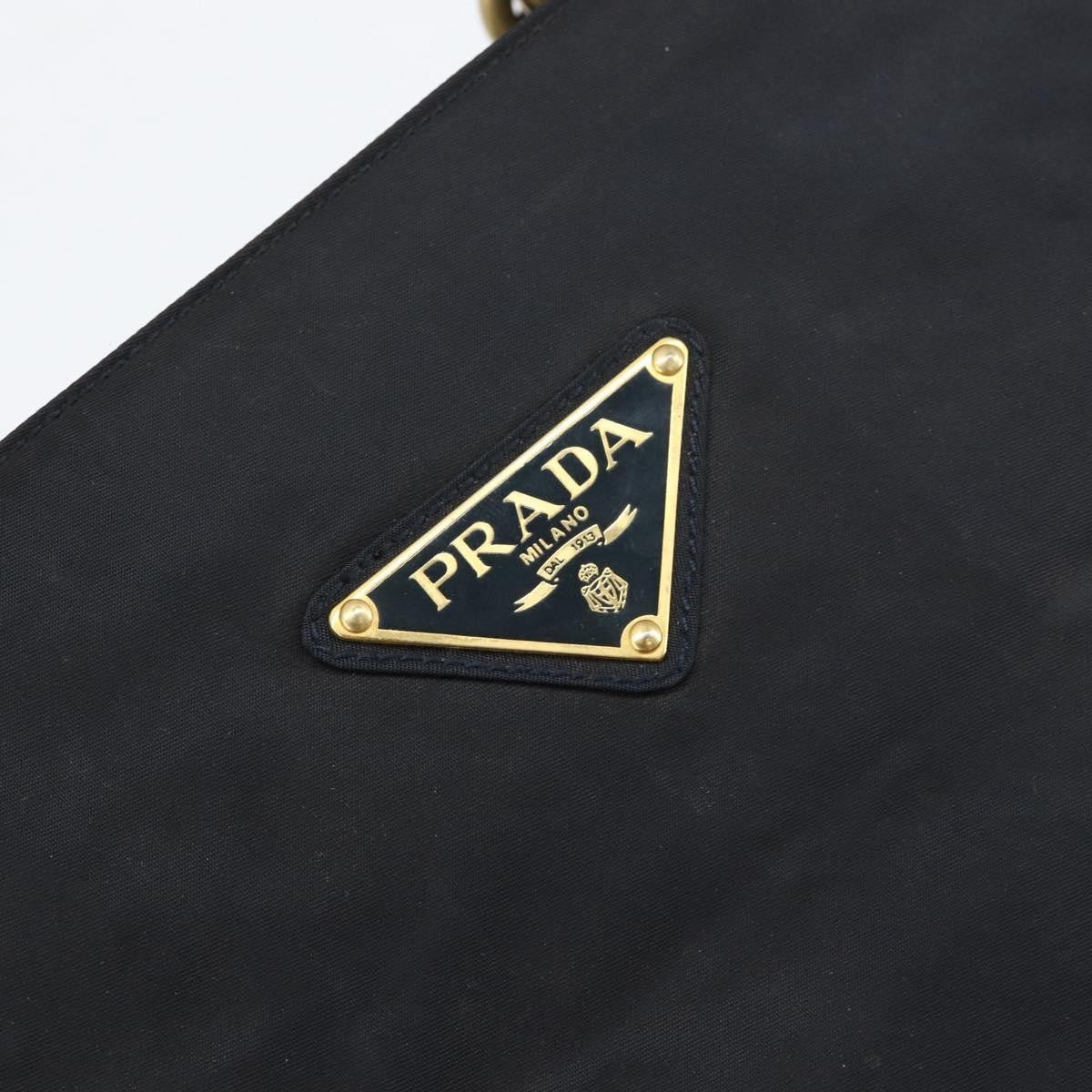 Prada Metal Handles Tote Tessuto, BLACK, NYLON, Tote bag