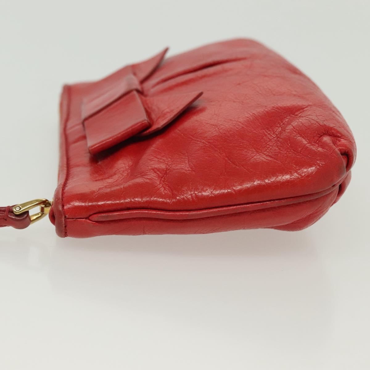 Miu Miu Zip Wristlet Pouch Leather, RED, LEATHER, Clutche & pouche