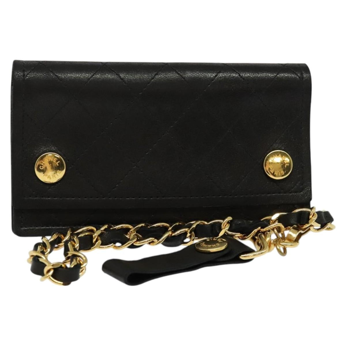 Chanel Classic Card Holder on Chain Wristlet Leather, BLACK, LEATHER, Wallets