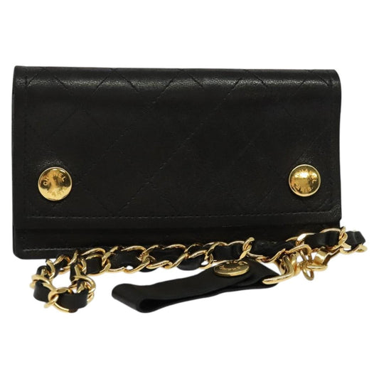 Chanel Classic Card Holder on Chain Wristlet Leather, BLACK, LEATHER, Wallets