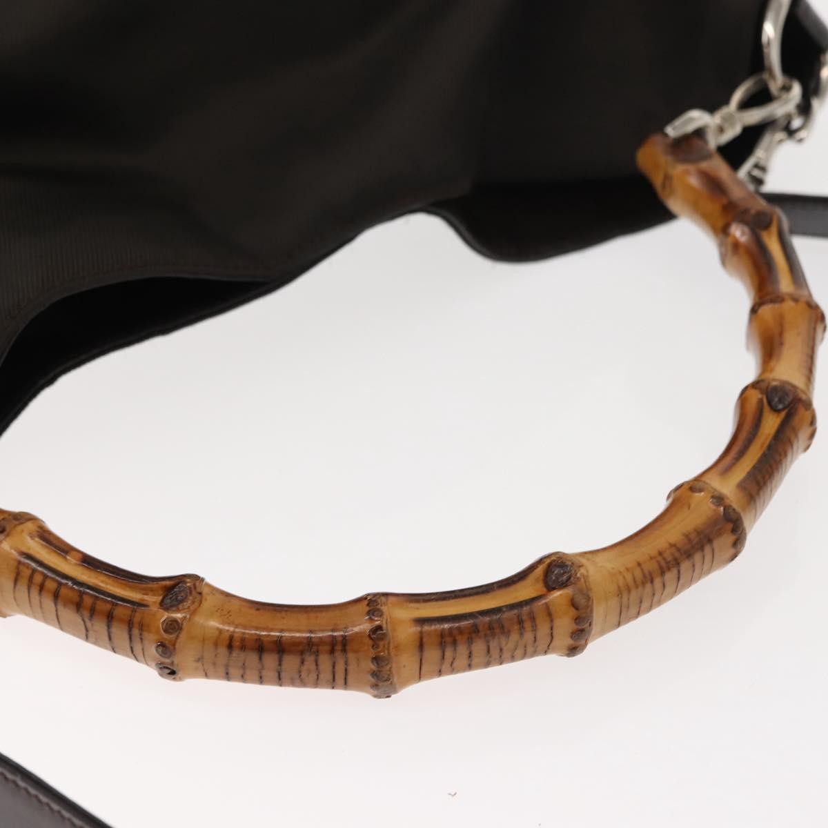 Gucci Vintage Bamboo Shoulder Bag Nylon, BROWN, NYLON, Shoulder bag