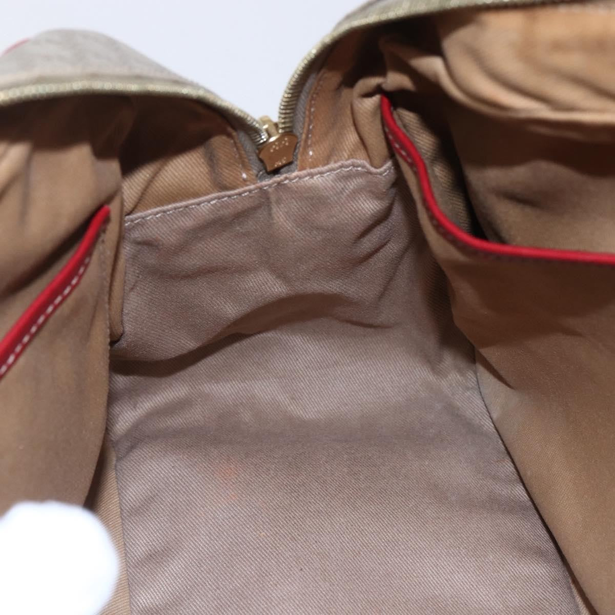 Celine Vintage Macadam Handbag Canvas and Leather, BEIGE, PVC, Handbag