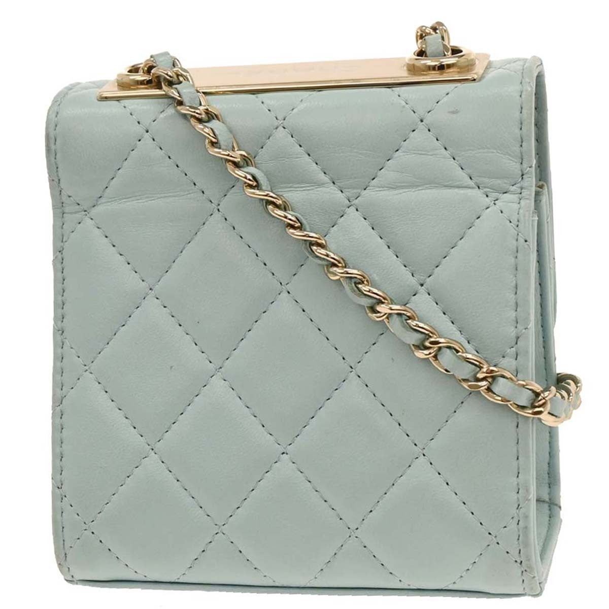 Chanel Trendy CC Clutch with Chain Quilted Lambskin, BLUE, LEATHER, Shoulder bag