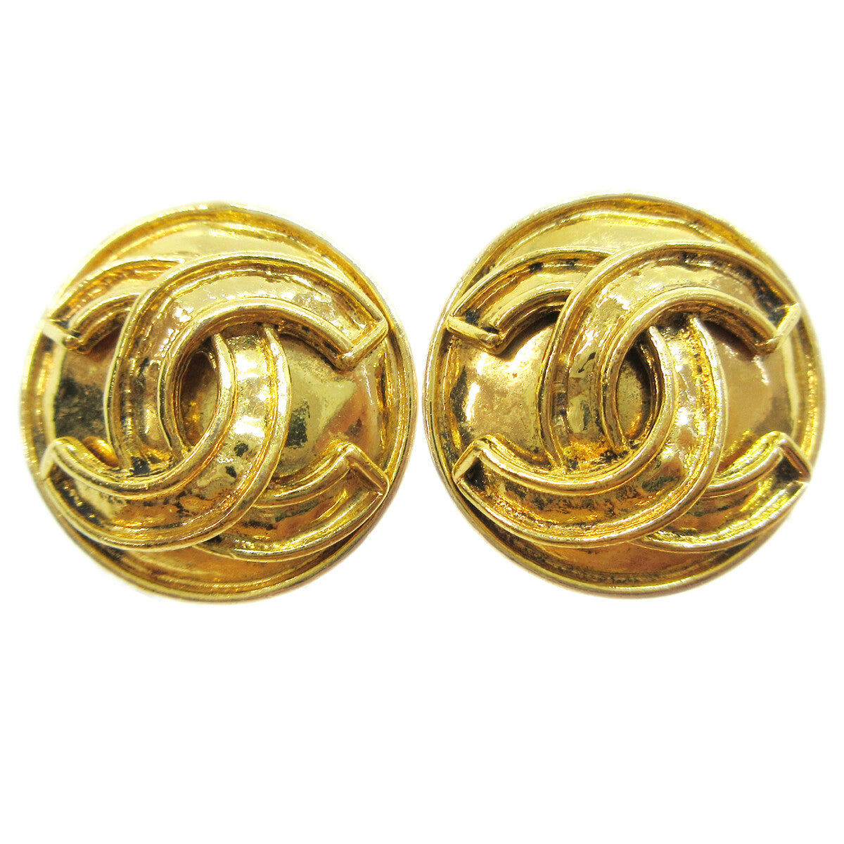 Chanel CC Button Clip-On Earrings Metal, GOLD, GOLD_PLATED, Earrings