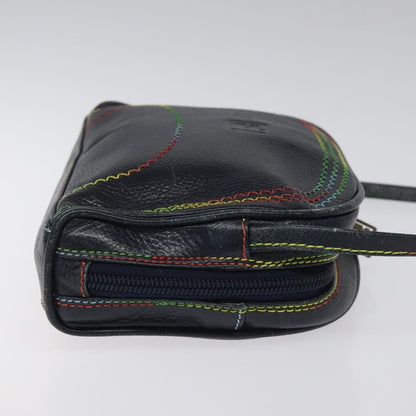 Fendi Vintage Zip Crossbody Bag Leather, NAVY, LEATHER, Shoulder bag