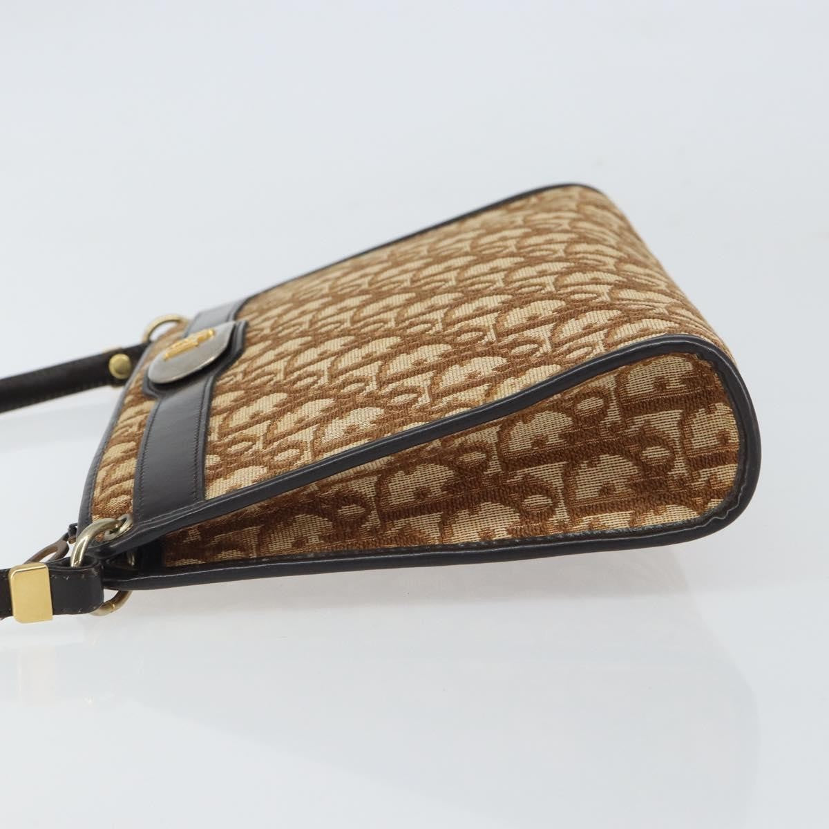 Christian Dior Vintage Trotter Shoulder Bag Canvas, BEIGE, CANVAS, Shoulder bag