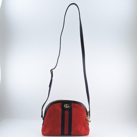 Gucci Ophidia Dome Shoulder Bag Suede, RED, SUEDE, Shoulder bag